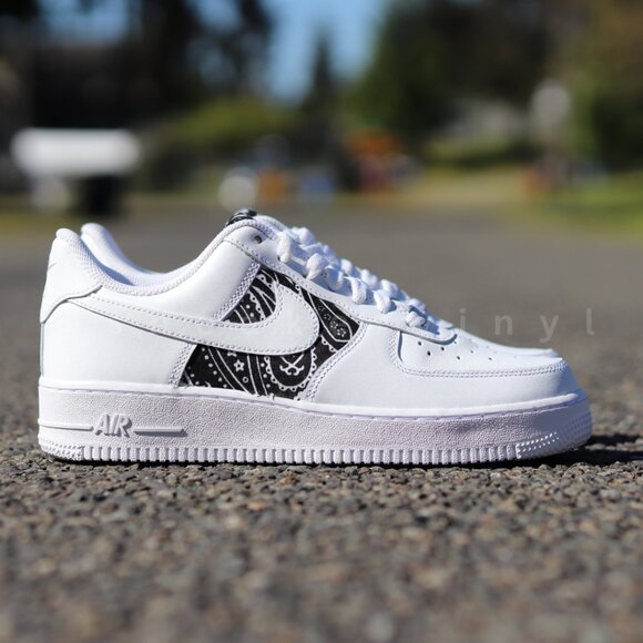 Air Force 1 Low White Black Paisley Bandana Custom  New with box - Picture 3 of 7